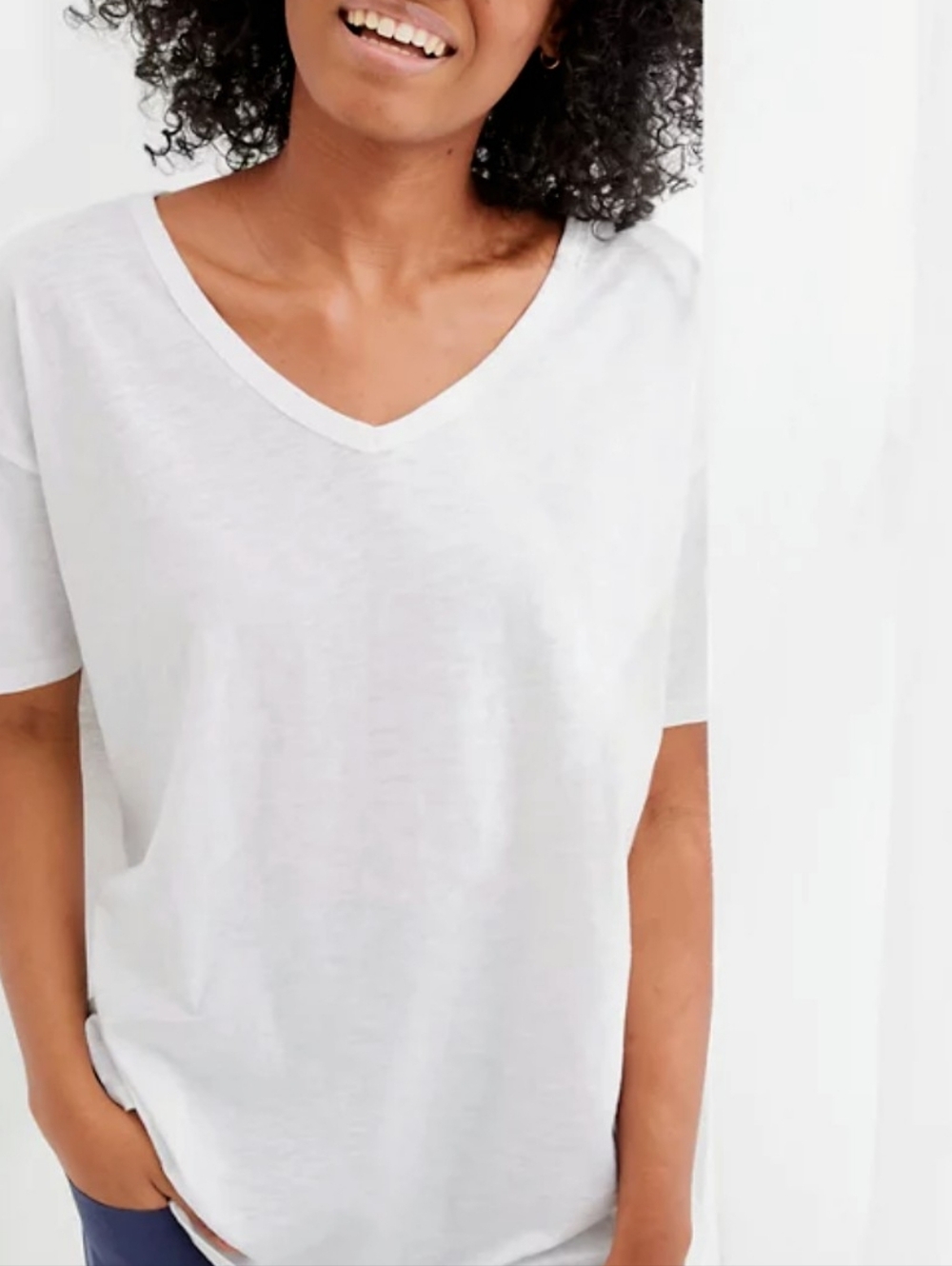 Aerie Distressed Basic V-Neck Boyfriend T-Shirt